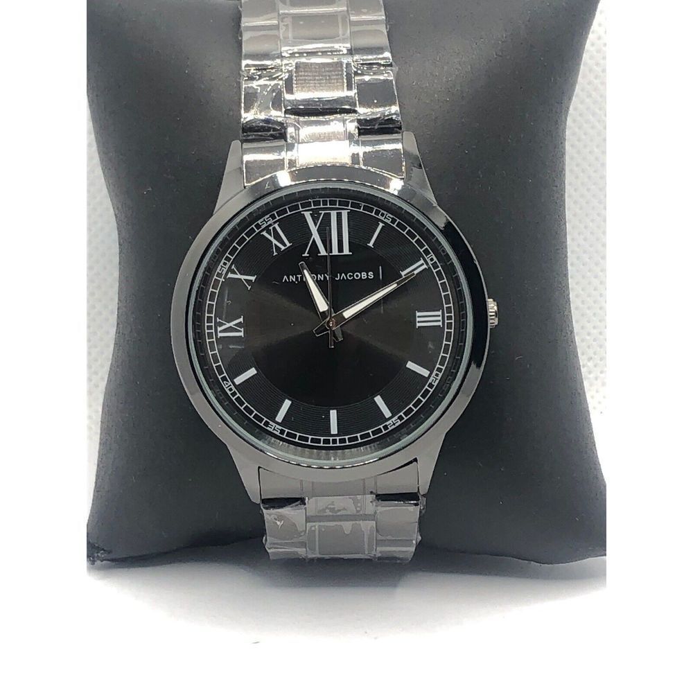 Anthony Jacobs Unisex Stainless Steel Analog Black Dial Quartz Wrist Watch OP16